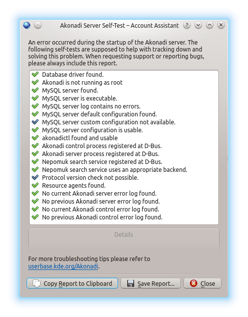 Akonadi failed to start