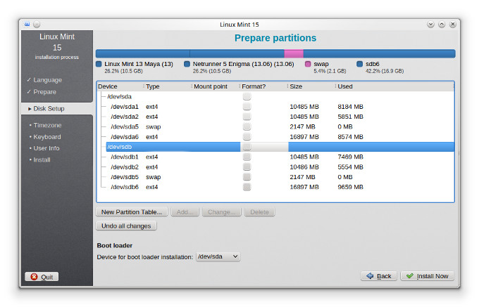 Partition setup