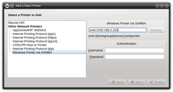 Printing, no browse option