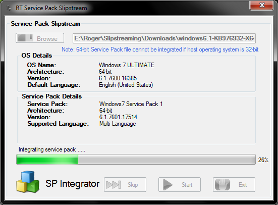 Slipstreaming works on Windows 7