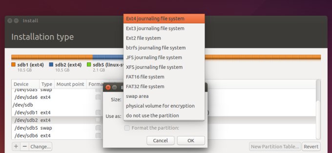 Filesystem selection