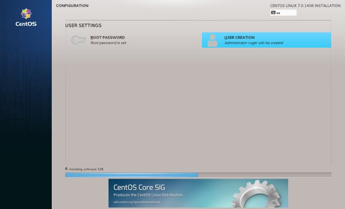 Users created, installing