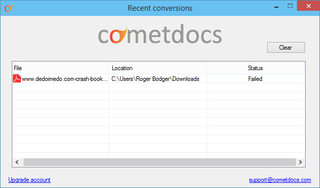 Failed ODT conversion
