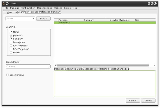 Initial Steam search
