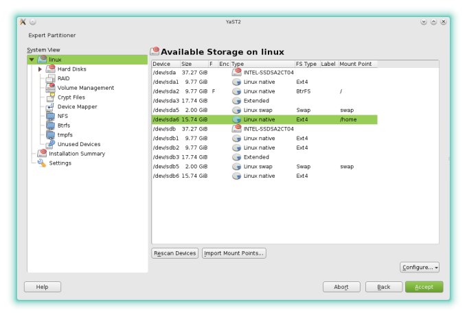 Manual partitioning