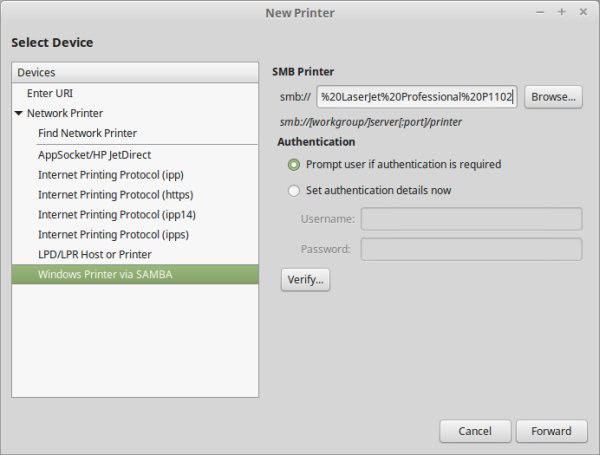 Samba printing works