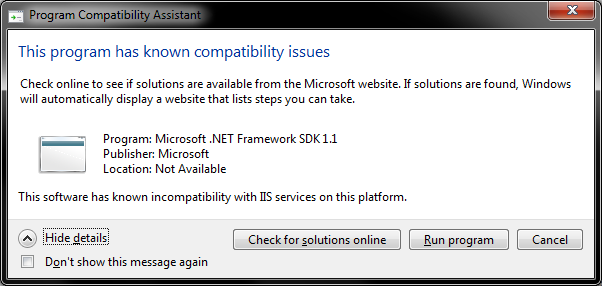 .NET SDK warning