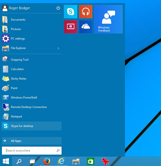 Redesigned Start menu