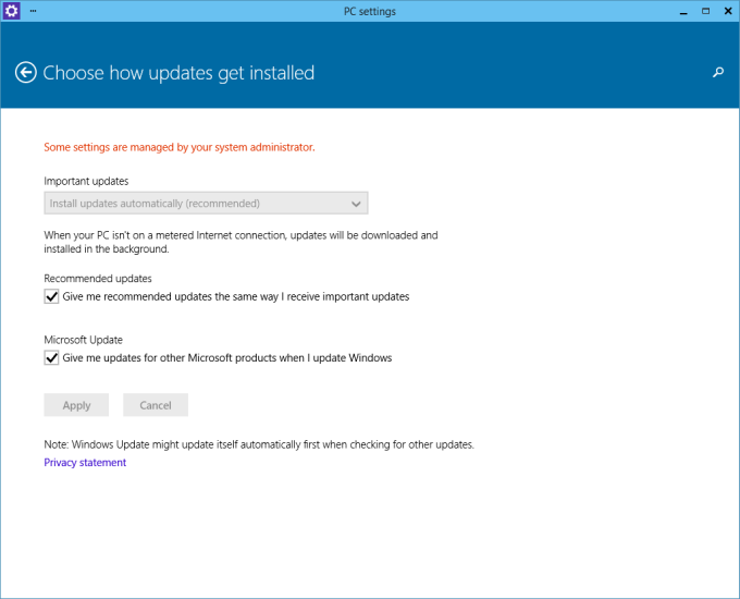 Cannot change settings