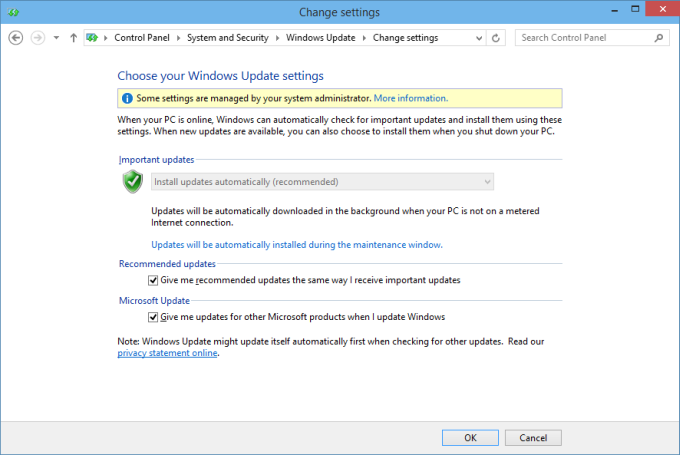 Windows Updates, classic view