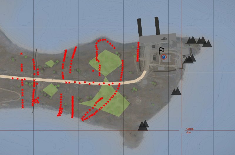 Mines shown on the map