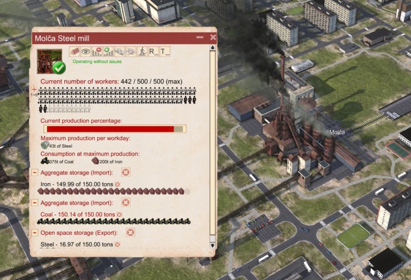 Steel mill at high output capacity