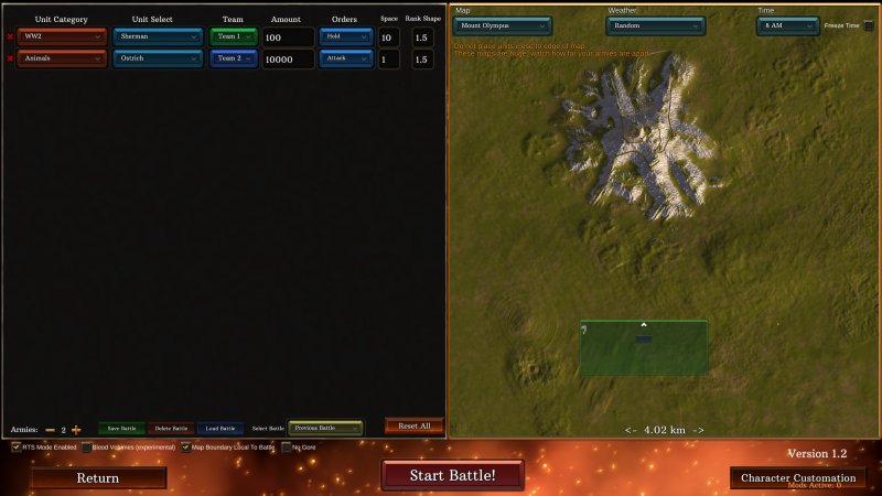 Unit and map selection