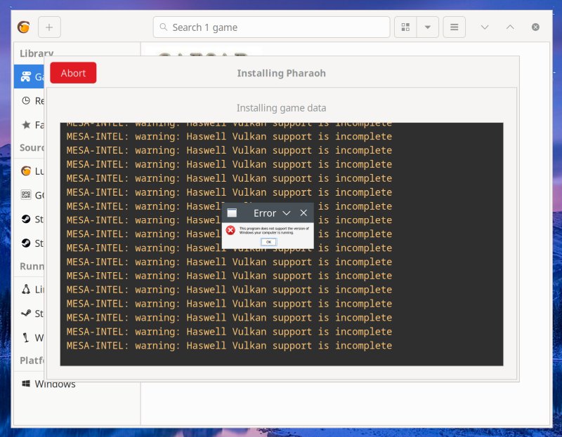 Pharaoh installer errors