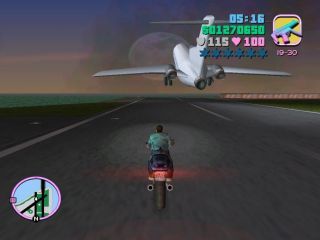 Chasing the plane on a motorbike