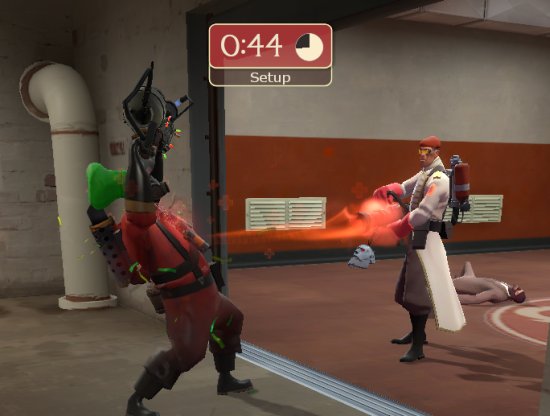 Medic healing a Pyro