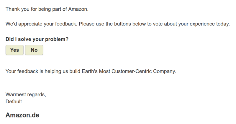 Amazon, default email signature