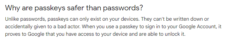 Google's passkey benefits