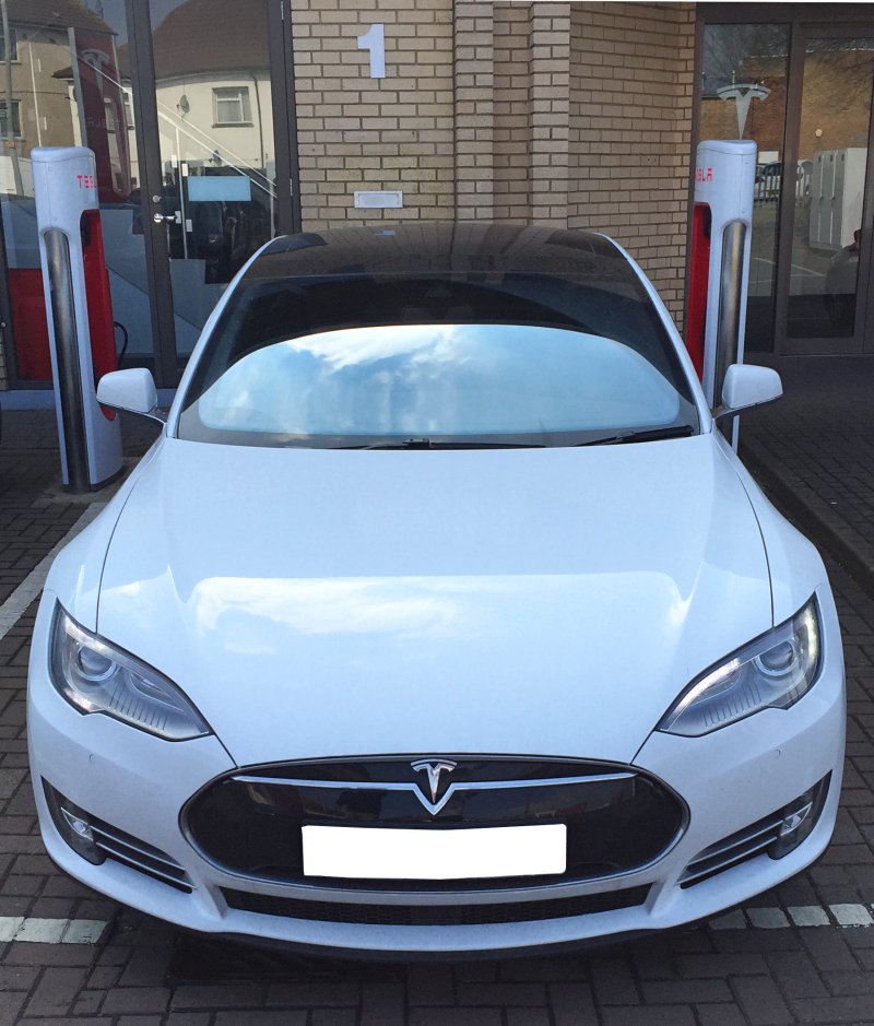 At a charging station, front view